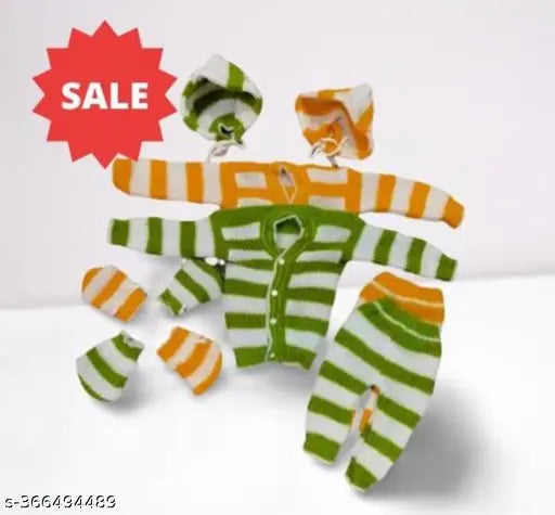 Woolen colorblocked baby sweaters, 4pc sets for newborns (0-1 months), unisex winter wear