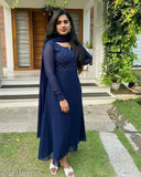 Georgette embroidered designer kurta dress with dupatta, heavy fox georgette with mirror work, long sleeves, micro cotton inner, various sizes available, Indian origin
