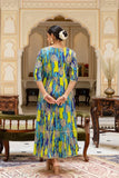 Viscose Rayon trendy anarkali kurti for women, three-quarter sleeves, printed pattern, L (Bust Size: 40 in), Indian ethnic wear
