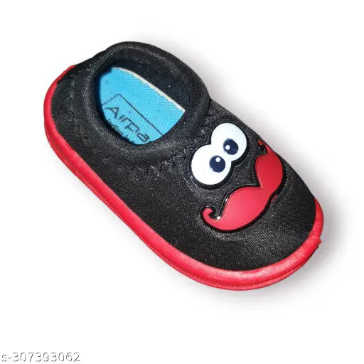 Boys' sandal with cartoon character design, black straps and red sole