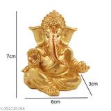 Matte gold resin Bal Ganesh idol for home decor, 7cm x 8cm x 7cm, Indian handcrafted Ganesh statue with positive energy symbolism