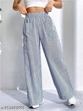 Blue striped women's trousers