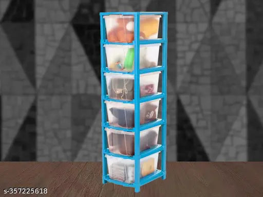 6xL blue plastic drawer organizer for storing clothes, toys, books, shoes etc - Indian made