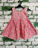 Fashionable printed cotton sharara kurti set for kids festival wear, anarkali style with checkered pattern in various sizes from 3-4 years to 9-10 years. India origin