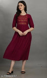 Rayon embroidered kurti, three-quarter sleeves. Indian traditional women's fashion on mannequin