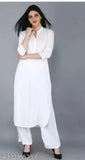 White rayon kurta with palazzo set, modern and classy, three-quarter sleeves, pack of 2, various sizes available