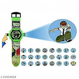Black and green Benten projector watch with multiple buttons, adjustable strap