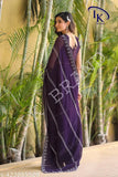 New trendy royal blue silk georgette saree with pallu