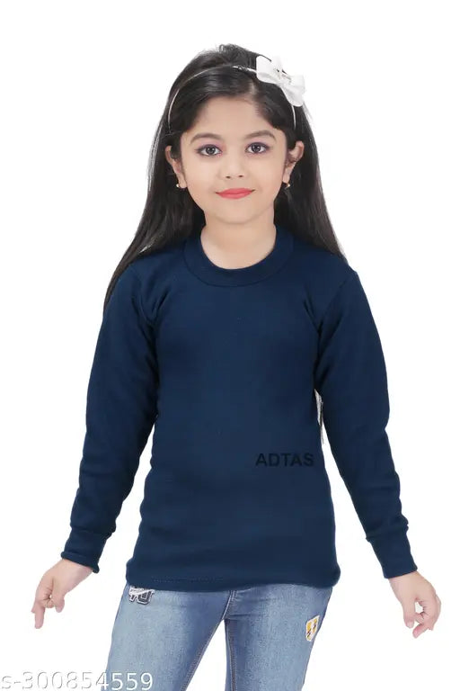 Stylish maroon woolen round neck full sleeves T-shirt inner sweater for kids winter, sizes 2-8 years