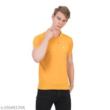 Cotton blend polo collar t-shirt, solid color, short sleeves, comfortable wear for men, made in India