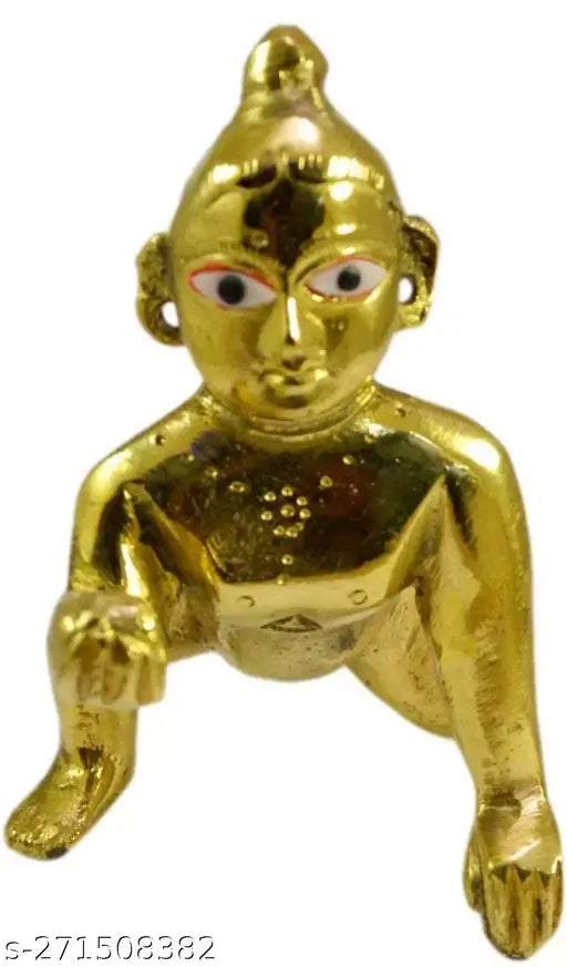 Ashtdhatu Laddu Gopal Idol, intricate Krishna figurine for home temple, size 0-2, 1 inch tall and wide, Indian artisan crafted
