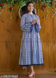 Viscose Anarkali kurti with pompom lace, long sleeves, vibrant printed design. Bohemian flair, Indian origin." (124 characters)