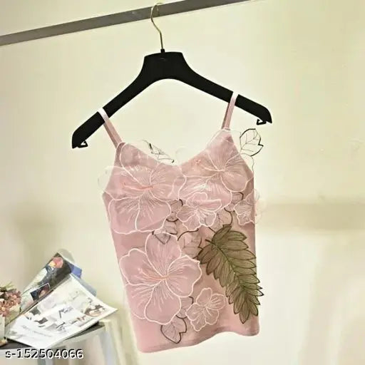 Embroidered lycra crop top, sleeveless XS & S, imported from India