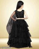 Velvet ruffle and sequin girls lehenga choli set, Indian festive wear for parties and weddings