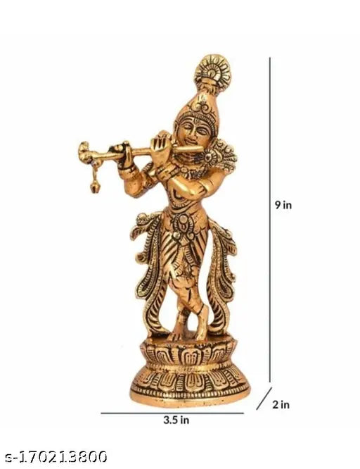 Lord Krishna flute playing metal idols figurine