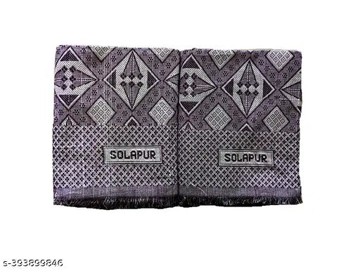 Double cotton Solapur Chaddar blankets, 72x100 inches, geometric design, premium quality, machine washable