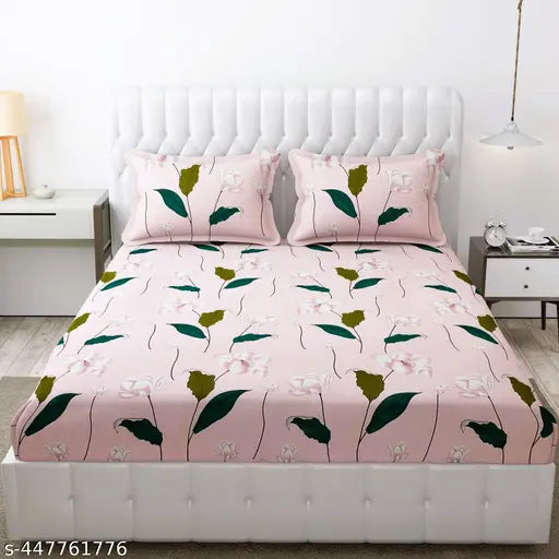 Pink cotton queen sheet set with 2 pillow covers, 90x100 inches, 18x28 inches.
