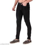 Black denim jeans, men's slim fit Delexo - versatile style for multiple occasions