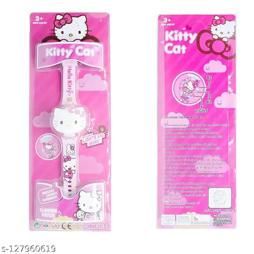 3D Action Figure Hello Kitty Face Based Toy Design Digital Glowing Watch with Disco Music and Blinking Lights for Kids | for Boys Girls- Good Birthday Return Gift