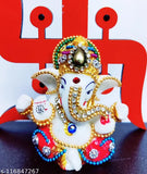 Stone-detailed Gracie Collection Ganesha with wooden base, traditional Indian spiritual decor
