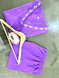 Purple printed embroidered kurta with palazzos set, cotton fabric for couples, three-quarter sleeves