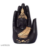 Stylish golden handcrafted poly resin samadhi buddha statue for home decoration trending in 2024, 7.5cm L x 10.5cm W x 17.5cm H India origin