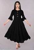 Black georgette kameez with floral print, 3/4 length sleeves