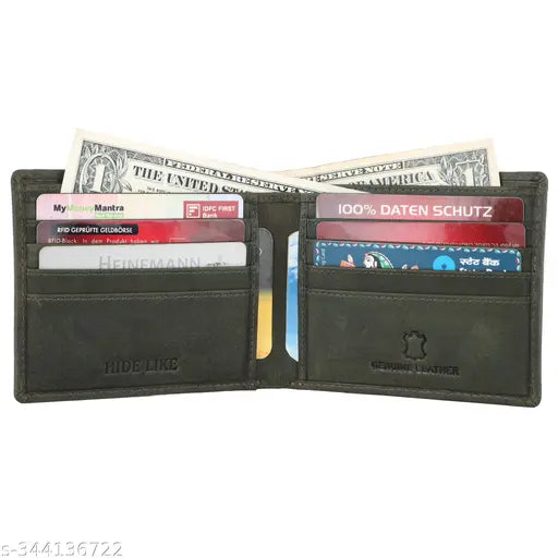 Genuine leather, RFID blocking men's wallet with 2 compartments and free size. Classic design for a stylish accessory