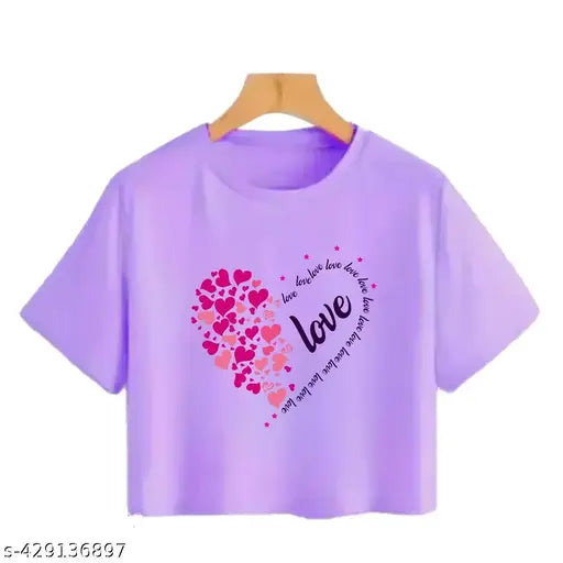 Cotton printed short-sleeved girls t-shirt, popular style for kids' outfits