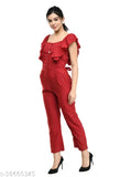 Elegant crepe women's jumpsuit - solid pattern, Western wear, India