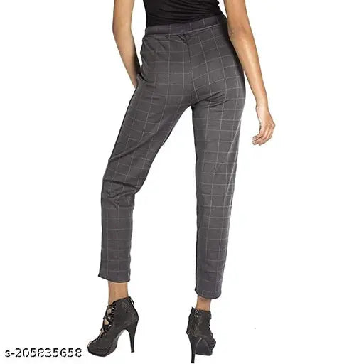 Stylish cotton-blend checked pants, waist size 24in, length size 30in - men's fashionable Indian wear