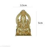 Metal Ganesh idol, self-adhesive, home office or car dashboard showpiece, 5cm religious figurine from India