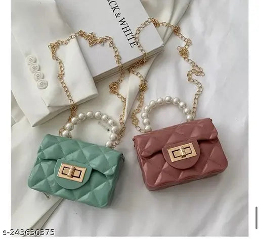 Balaji sales present best Sling bag for girls, silicone side shoulder crossbody sling bag for girls and women, pearl accents, travel party casual Pack 1