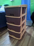 Plastic organizer, brown drawers, stackable trays, 12 compartments