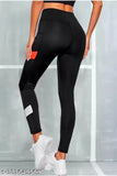 Black Solid Polyester Jeggings: Earth Joy Women's Active Bottomwear for Gym, Yoga, or Exercise