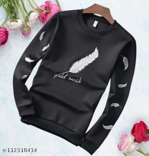 Men's long sleeve printed cotton t-shirt by Daho, India - modern design for casual outfits