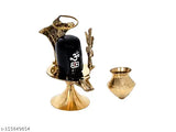 Brass idol of Shiva, Shivlingam Puja paraphernalia with Trishul and Nag, Hindu God figure decor gift