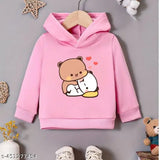 Pink t-shirt with sweetheart neckline, girl's hoodie, cartoon bear design