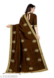 Beautiful coffee-colored vichitra silk saree with zari embroidery and fensi lace, perfect for formal festive wear