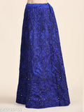 White taffeta silk western lehenga for women with embroidered patterns, free size (44m waist, 44m length)