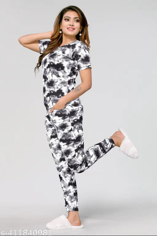 Tie-dye jogger set with baggy t-shirt, polycotton, trending casual wear for women, low price new arrival