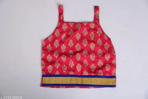 Rayon polka dot traditional Rajasthani block print lehenga choli for baby girl, stylish ethnic wear for festivals or special occasions