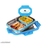 Brezzo Stainless Steel Lunch Box || Airtight and leakproof || Used for School, offices, trips || Green color (650 ml, 150 ml capacity)