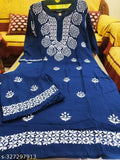 Rayon embroidered net kurti and palazzos set, three-quarter sleeves, Indian women's fashion