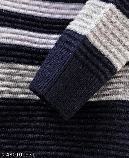 Wool striped pullover sweater for children, soft and cozy winter wear in wide color options