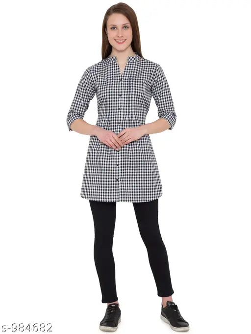 Light multicolor printed cotton top for women, three-quarter sleeves, vibrant Indian design