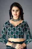 Blue georgette saree with stylish cut border, embroidered blouse