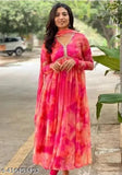 Women Designer Purple floral Georgette Gown Trending Stylish Casual Partywear Traditional Flared Printed kurta set Trending Fancy Kurta dupatta for Women | for Casual | Office | Festival Wear Partywear