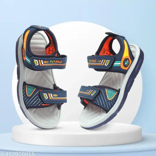 The image shows a pair of colorful, lightweight Flyasia Kids sandals with multiple straps and adjustable buckles. Ideal for young children aged between 18 months and 45 years old, these trendy sandals are designed for comfort and style. Perfect for hot weather or outdoor activities, the sandals feature a stylish design that's perfect for little ones who love to explore