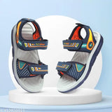 The image shows a pair of colorful, lightweight Flyasia Kids sandals with multiple straps and adjustable buckles. Ideal for young children aged between 18 months and 45 years old, these trendy sandals are designed for comfort and style. Perfect for hot weather or outdoor activities, the sandals feature a stylish design that's perfect for little ones who love to explore